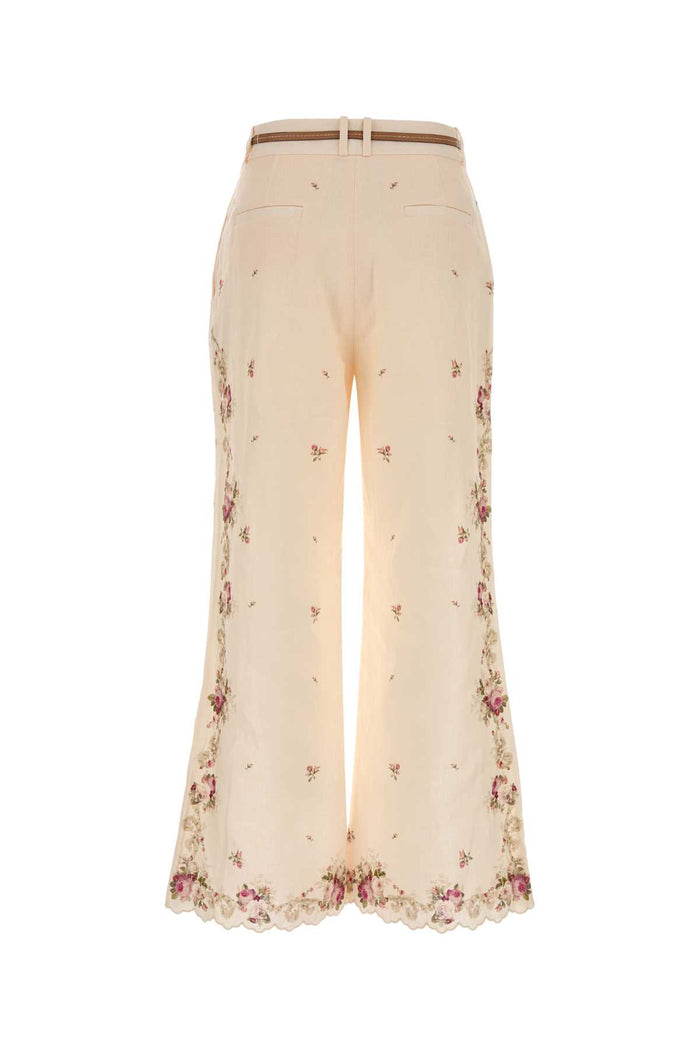 Cream/pinkrose Linen Pantaloni