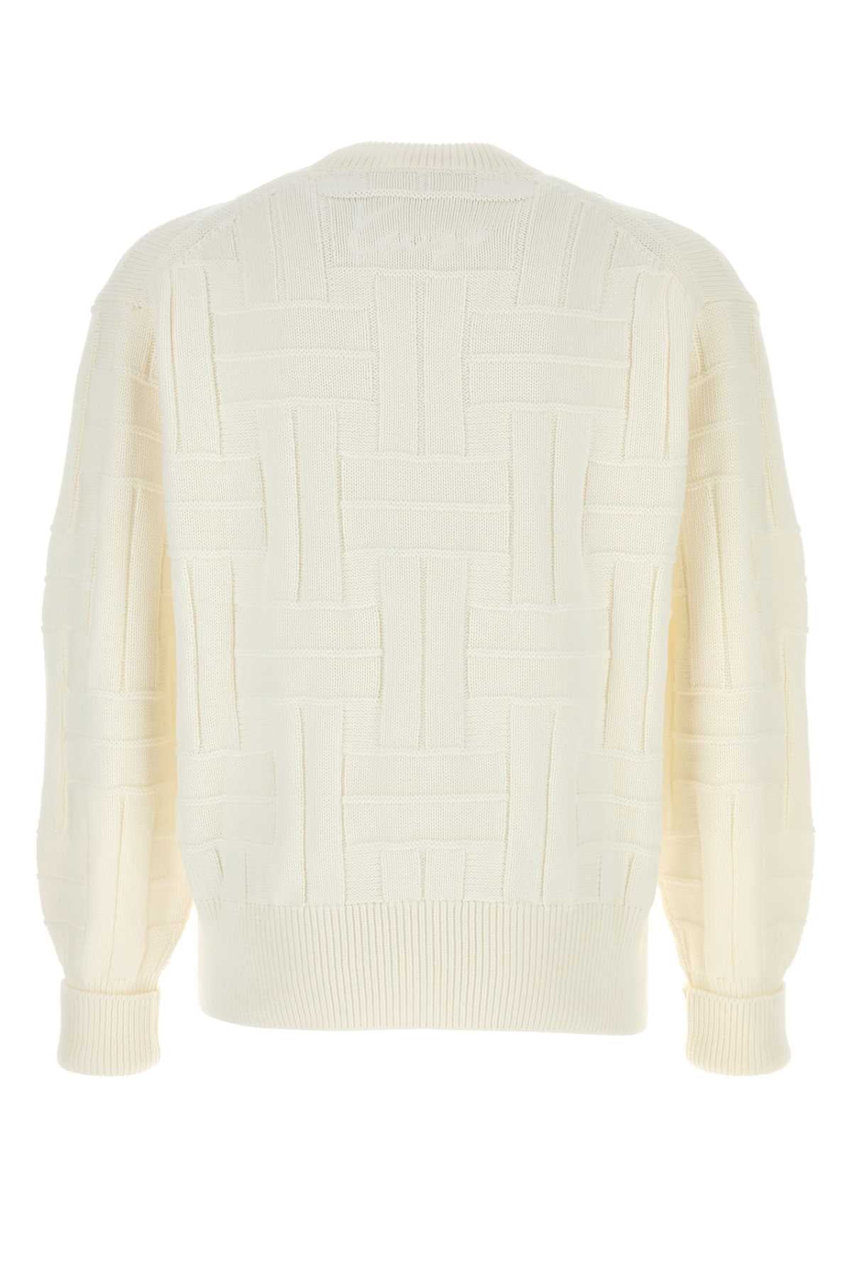 White Cotton Sweater Offwhite Exterior: Maglieria