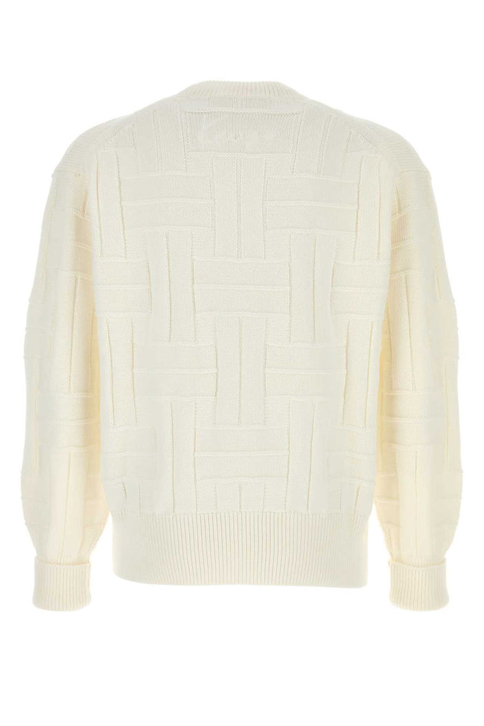 White Cotton Sweater Offwhite Exterior: Maglieria