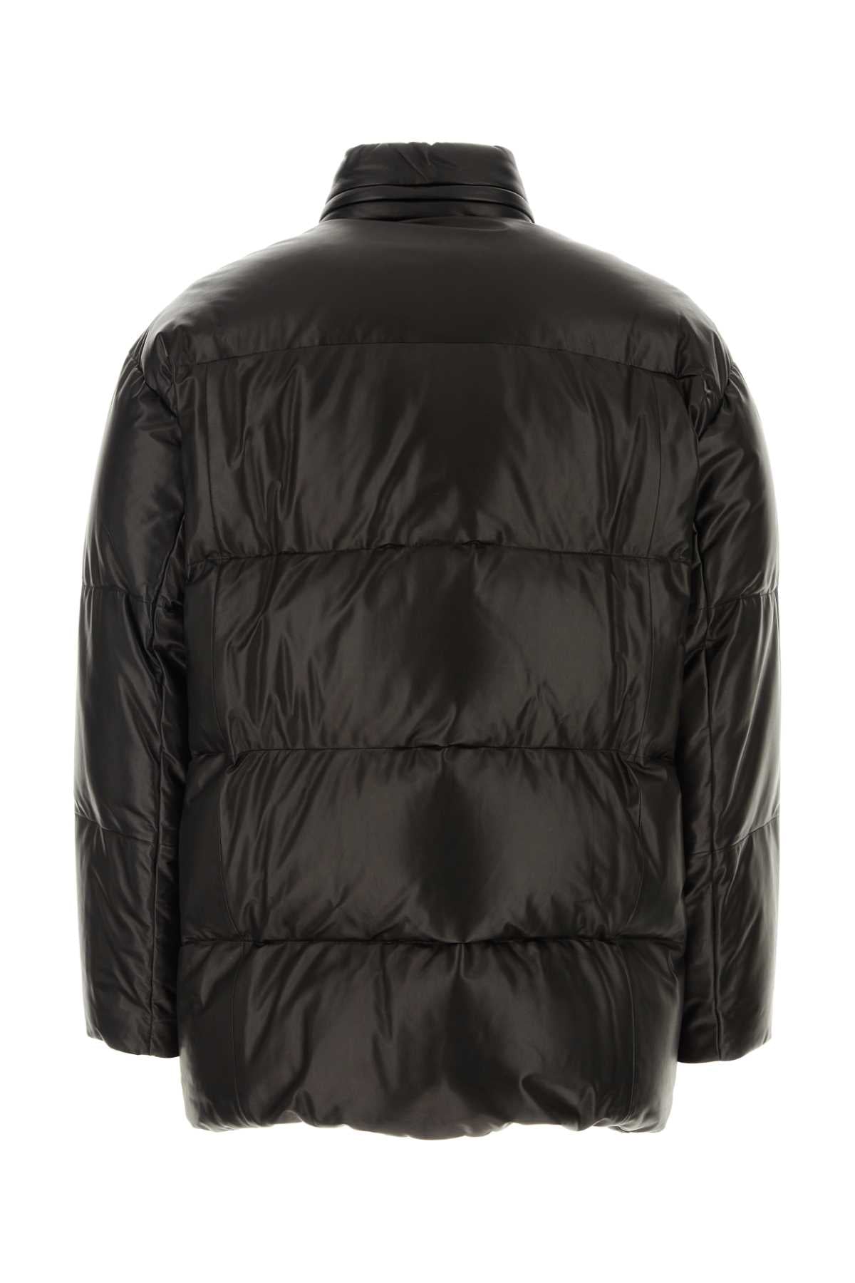 Black Nappa Leather Down Jacket Nero Piumini
