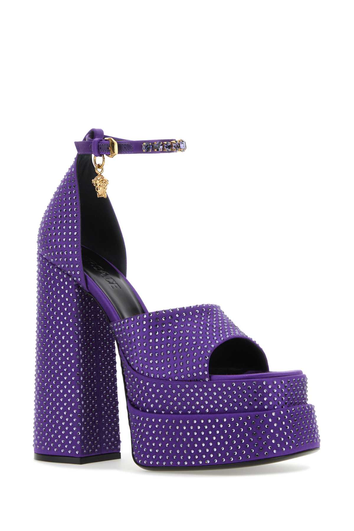 Purple Satin Medusa Aevitas Sandals Darkorchidoroversace Sandali