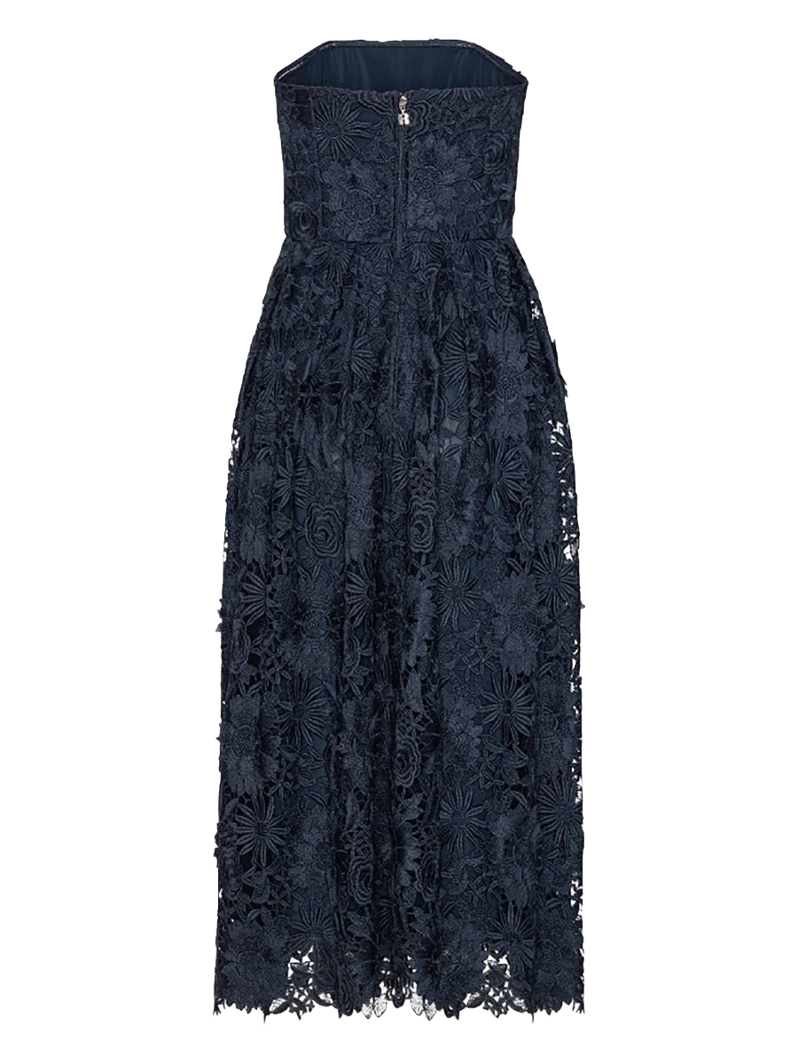 3d Lace Midi Dress Blue Polyester (recycled)