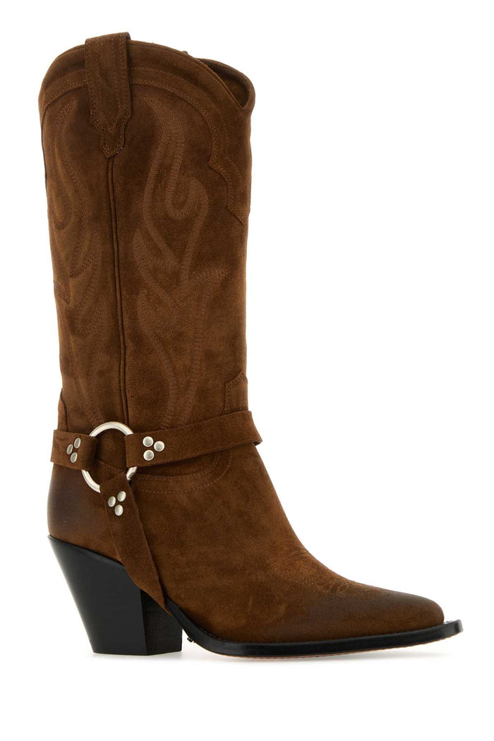 Brown Suede Santa Fe Belt Boots Rustybrown Stivali