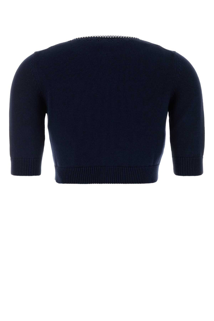 Navy Blue Cotton Cardigan Blubianco Exterior: Maglieria