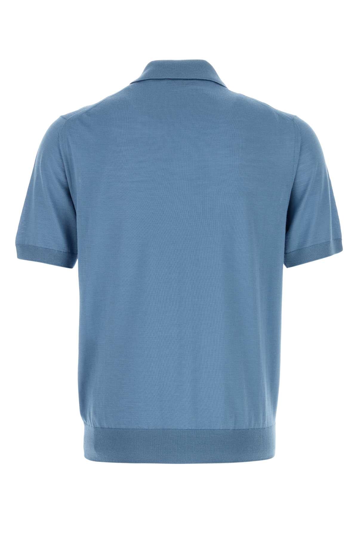 Prada Men's Virgin Wool Polo Shirt — Blue