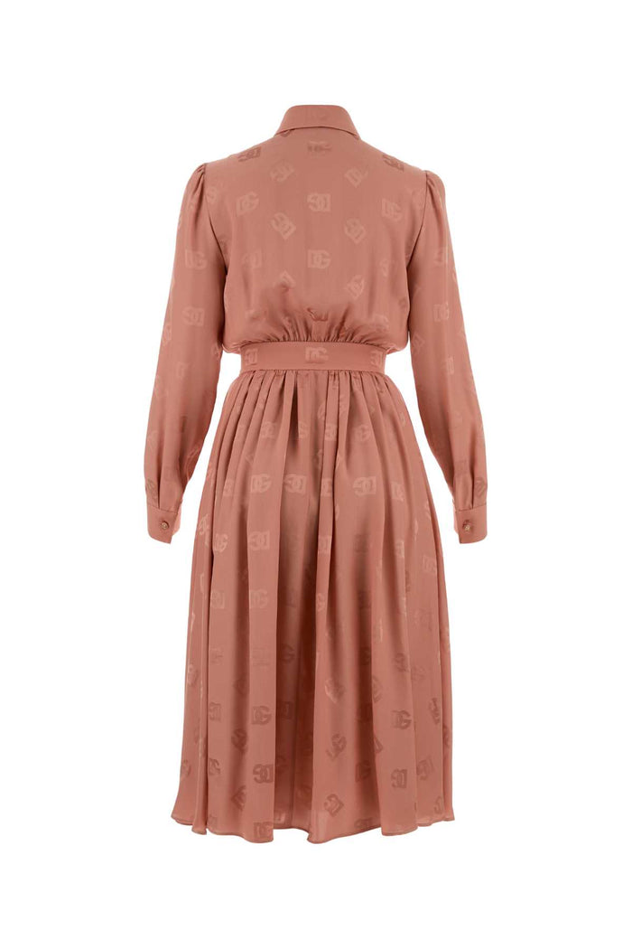 Antiqued Pink Silk Shirt Dress Rosapolvere Exterior: Abiti