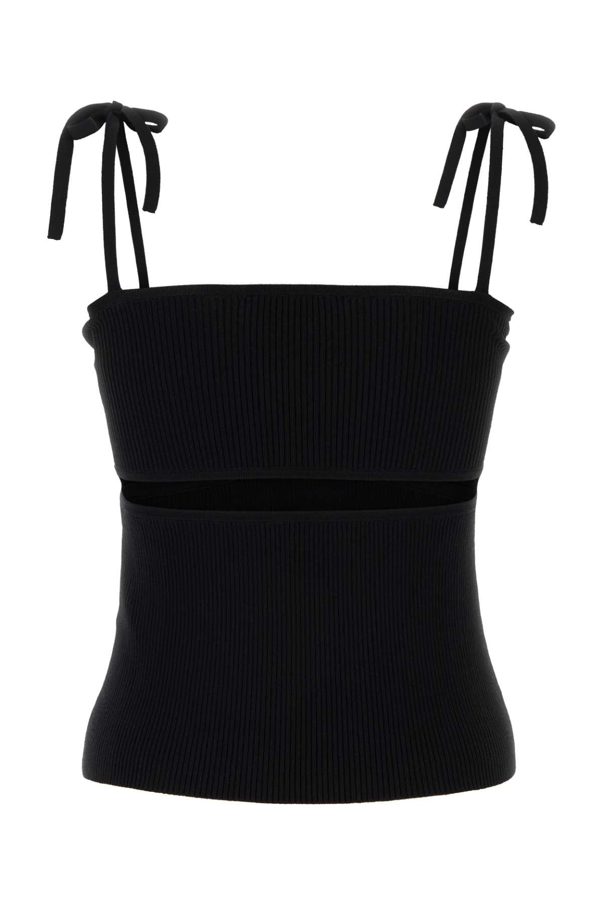 Black Stretch Viscose Blend Savera Top Maglie