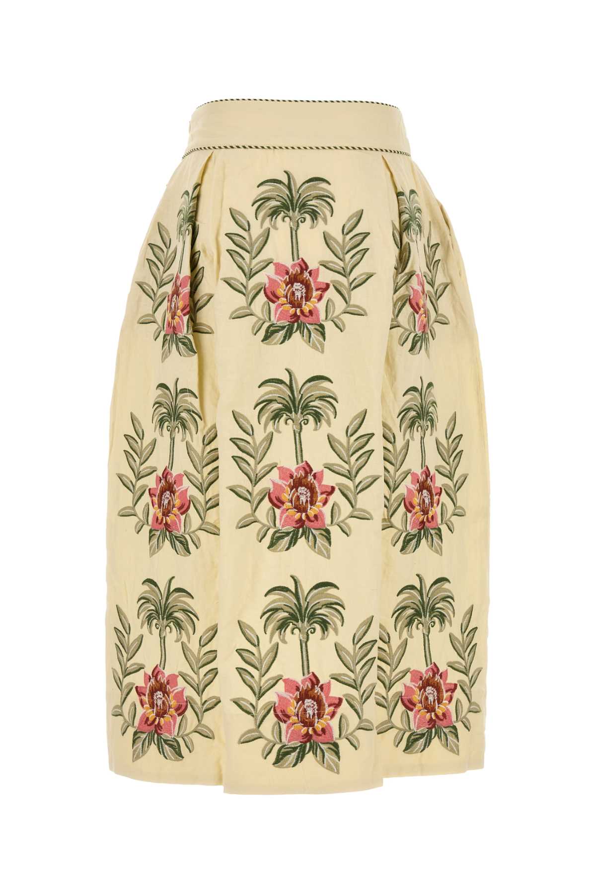 Cream Linen Blend Skirt Sand Exterior: Viscose Gonne