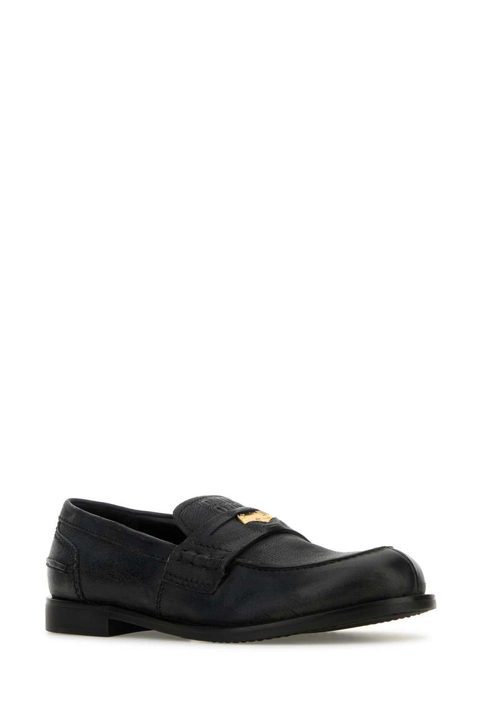 Slate Leather Loafers Nero Vitello Mocassini