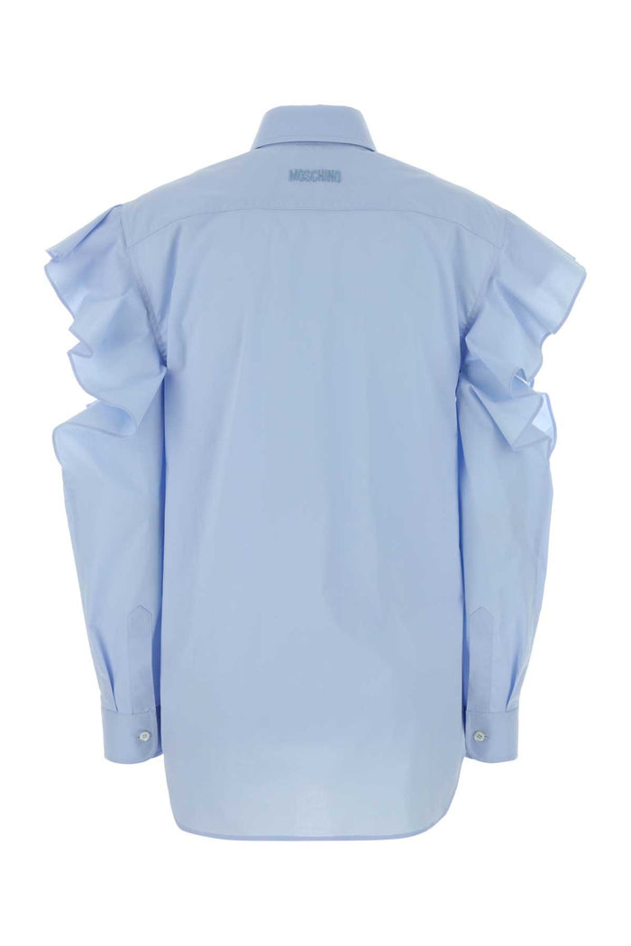 Light-Blue Poplin Shirt Fantasiaazzurro Exterior: Cotton Elastane Camicie