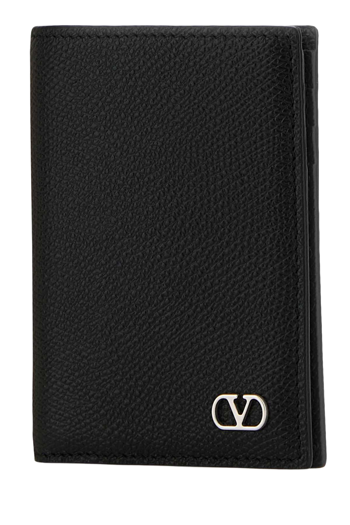 Black Leather Card Holder Nero Calf - Bos Taurus Portafogli