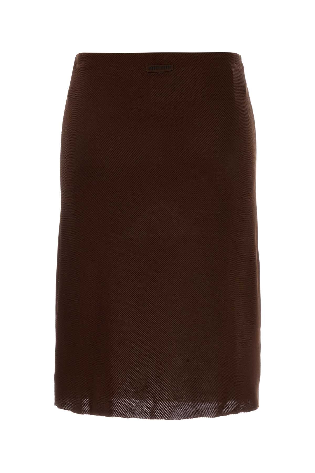 Brown Silk Skirt Cacao Gonne