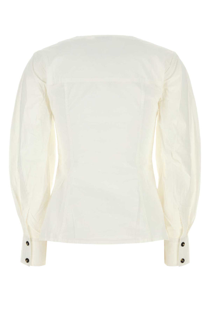 White Stretch Cotton Shirt Brightwhite Camicie