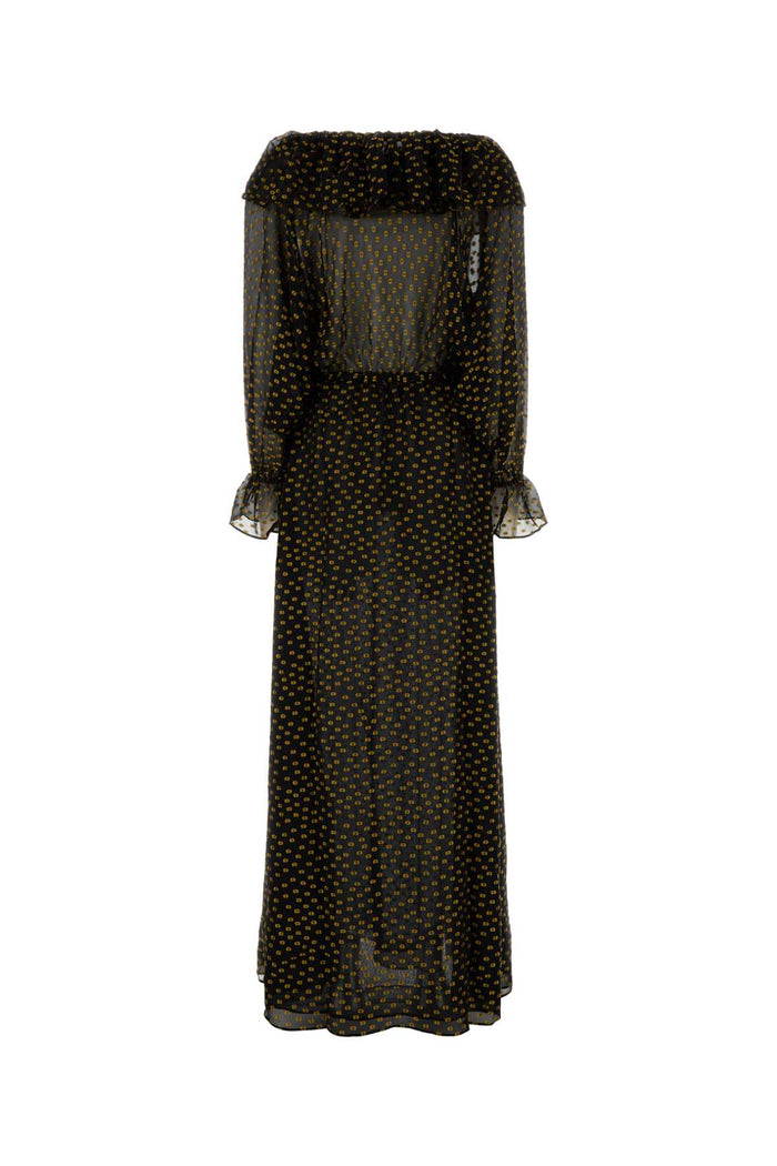 Embroidered Silk Blend Stadium Dress Blackmulti Exterior: Polyester Abiti