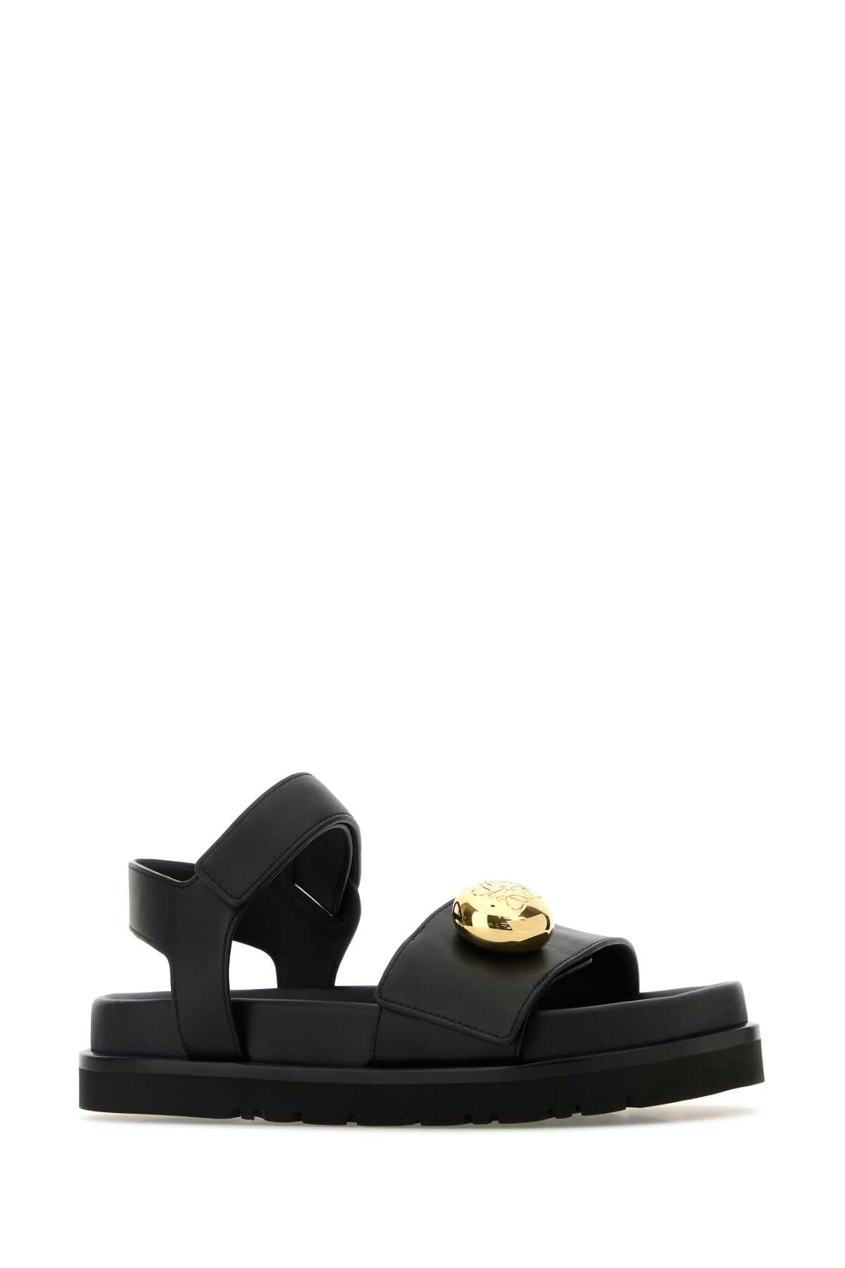 Black Leather Pebble Sandals Sandali
