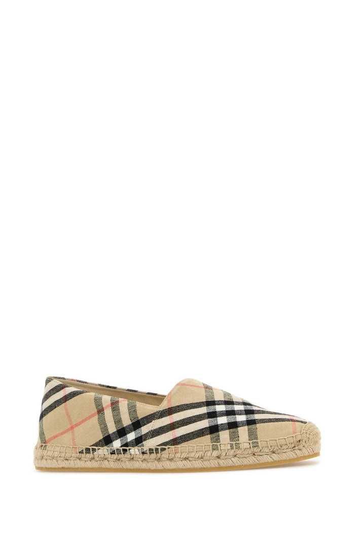 Embroidered Canvas Espadrilles Sandipcheck Linen Elastane Espadrillas