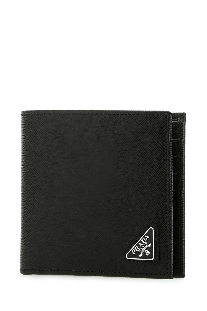 Black Leather Wallet F0002 Vitello Portafogli