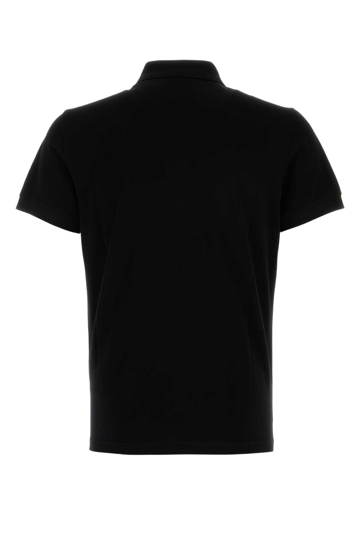 Black Piquet Polo Shirt Nero Exterior: Cotton