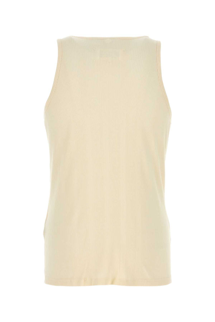 Ivory Cotton Blend Tank Top Beige Exterior: Lyocell T-shirt