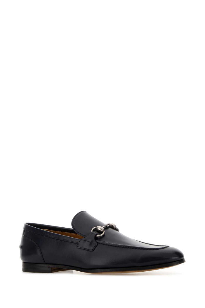 Midnight Blue Leather Loafers Calf Skin Mocassini