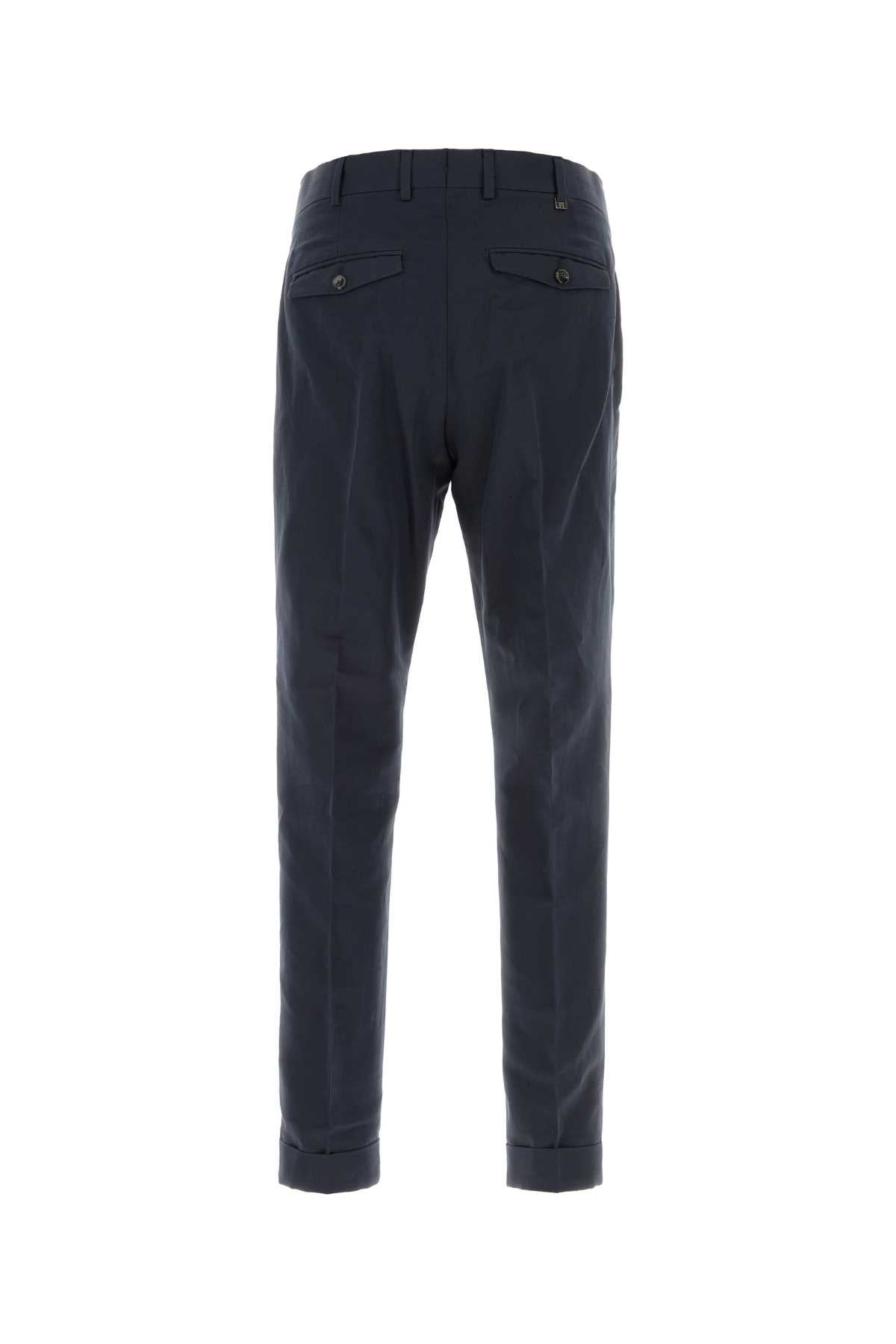 Navy Blue Linen Blend Pant 0360 Exterior: Cotton Pantaloni