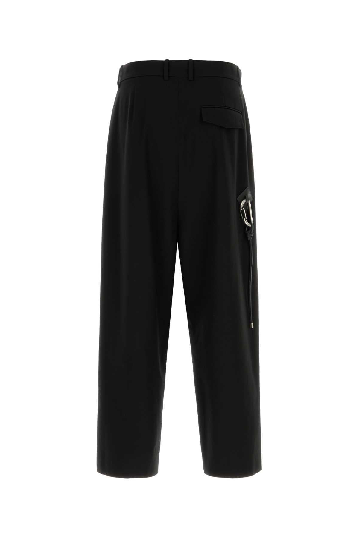 Black Cotton Wide-Leg Pant Exterior: Pantaloni