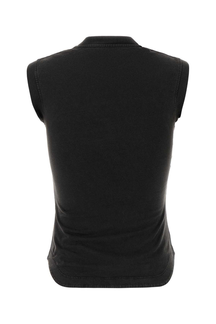 Dark Brown Cotton Tank Top Fadedblack Maglie