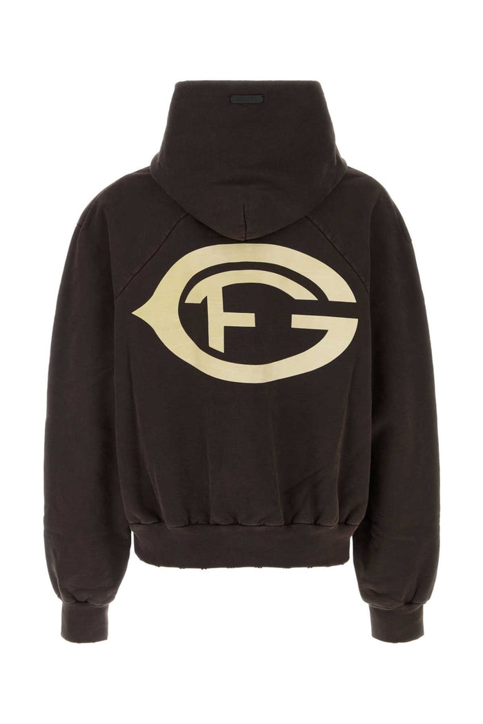 Brown Cotton Sweatshirt Darkbrown Exterior: T-shirt