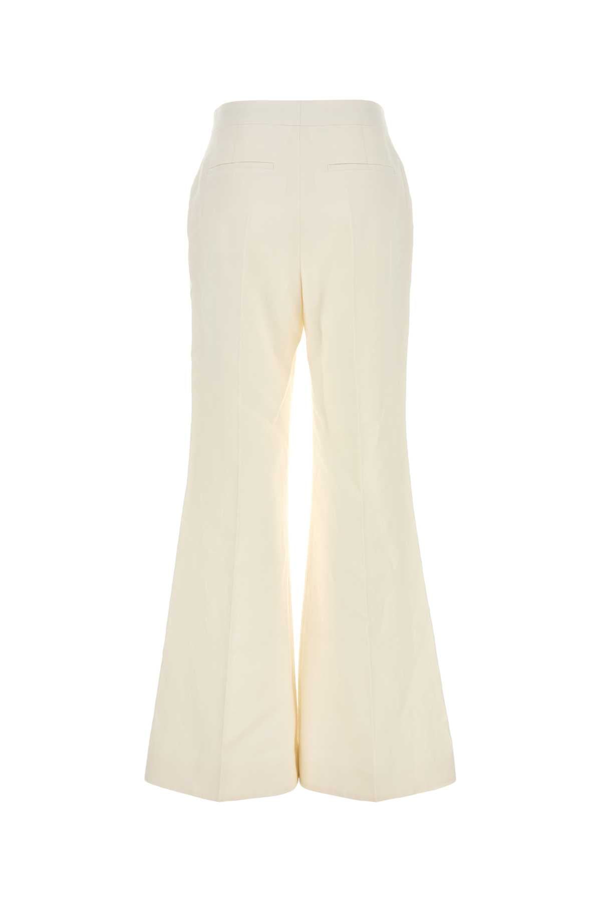 White Linen Wide-Leg Pant Offwhite Exterior: Pantaloni