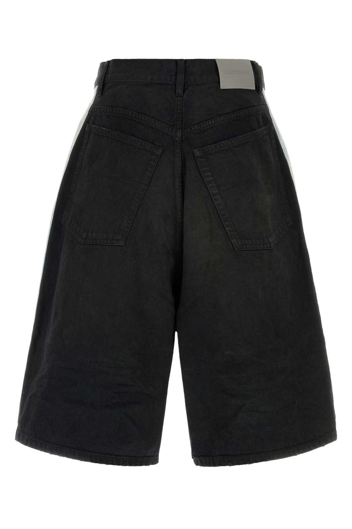 Black Denim Bermuda Shorts Darkbrownblack Exterior: Cotton