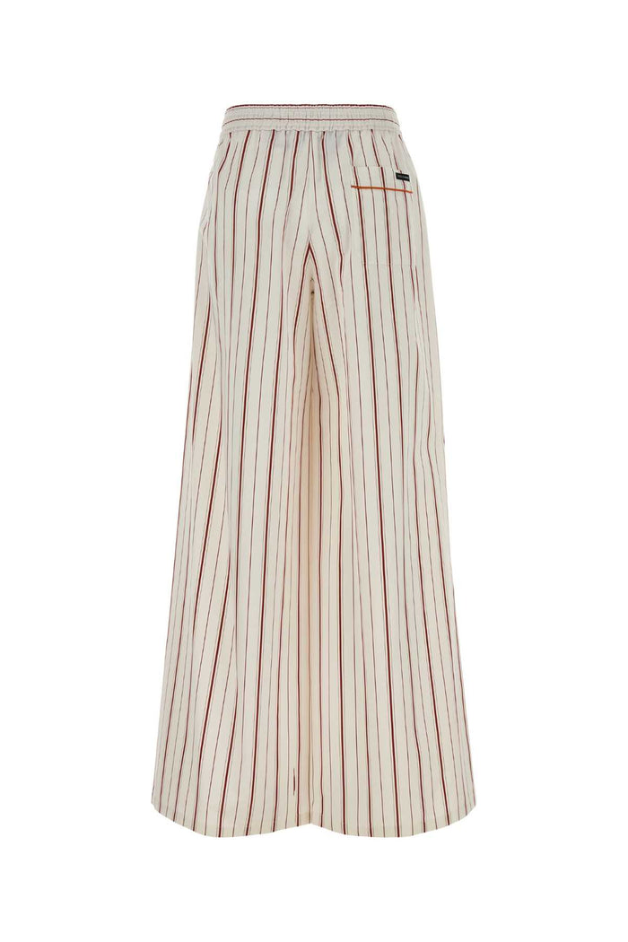 Embroidered Poplin Wide-Leg Pant Rigato Exterior: Cotton Silk Pantaloni
