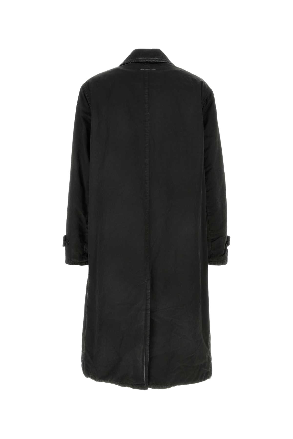 Black Cotton Blend Overcoat Washed Cappotti