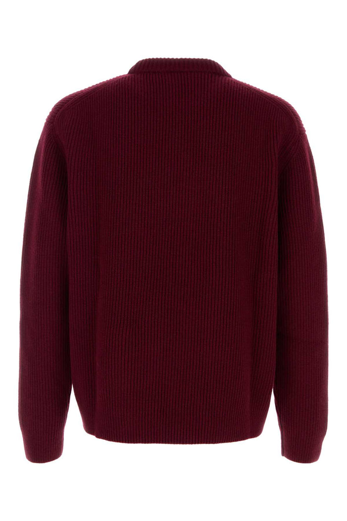Burgundy Wool Blend Sweater Rossoancorabrown Maglieria