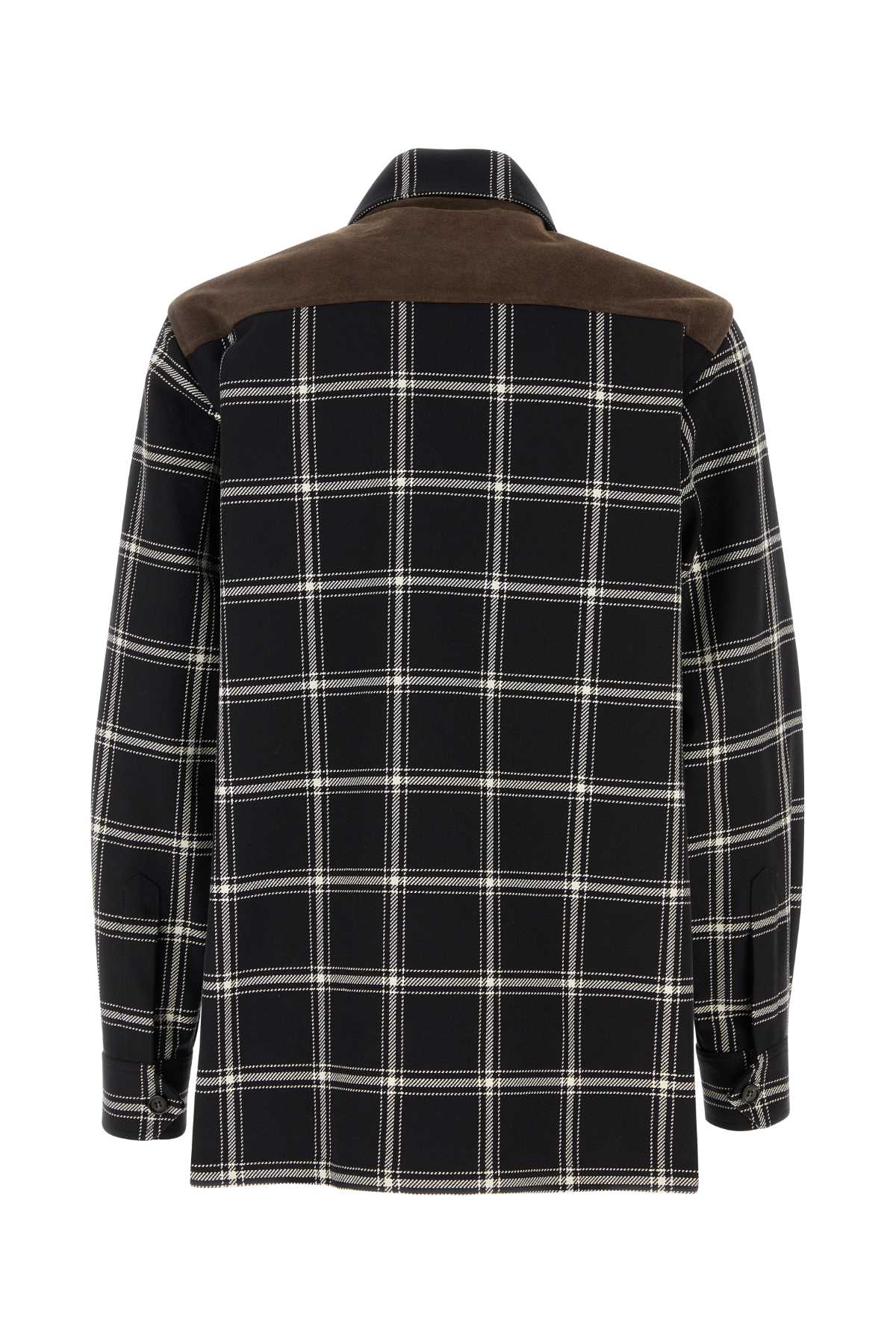 Embroidered Cotton Shirt Black-ivorybrown Exterior: Camicie