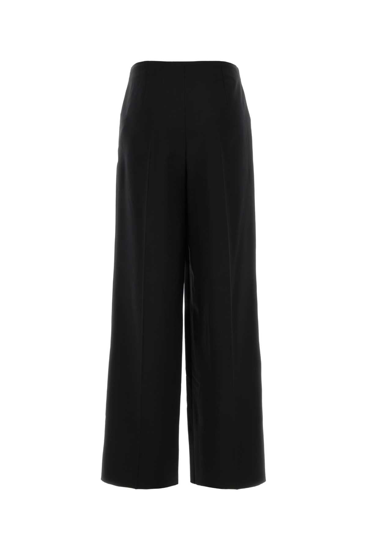 Black Wool Blend Wide-Leg Pant Exterior: Mohair Pantaloni