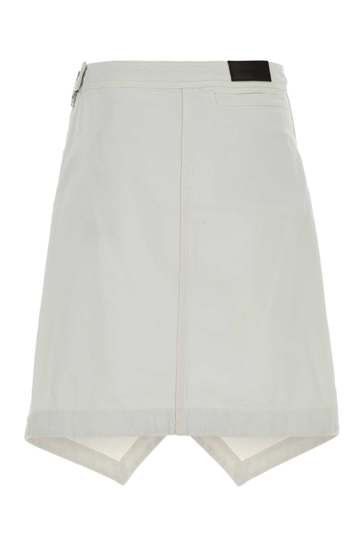 White Denim Skirt Milk Exterior: Cotton Gonne