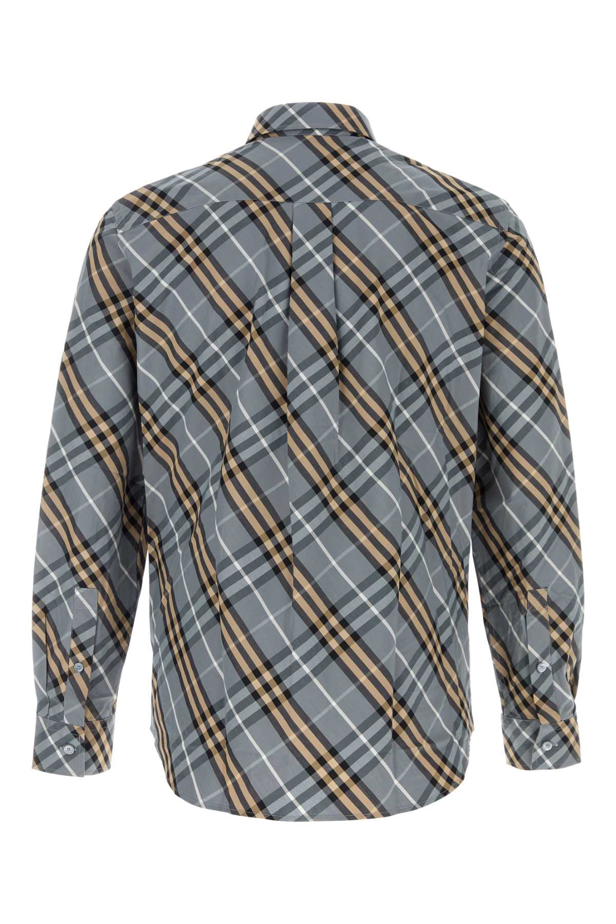 Embroidered Poplin Shirt Waveblueipcheck Cotton Camicie