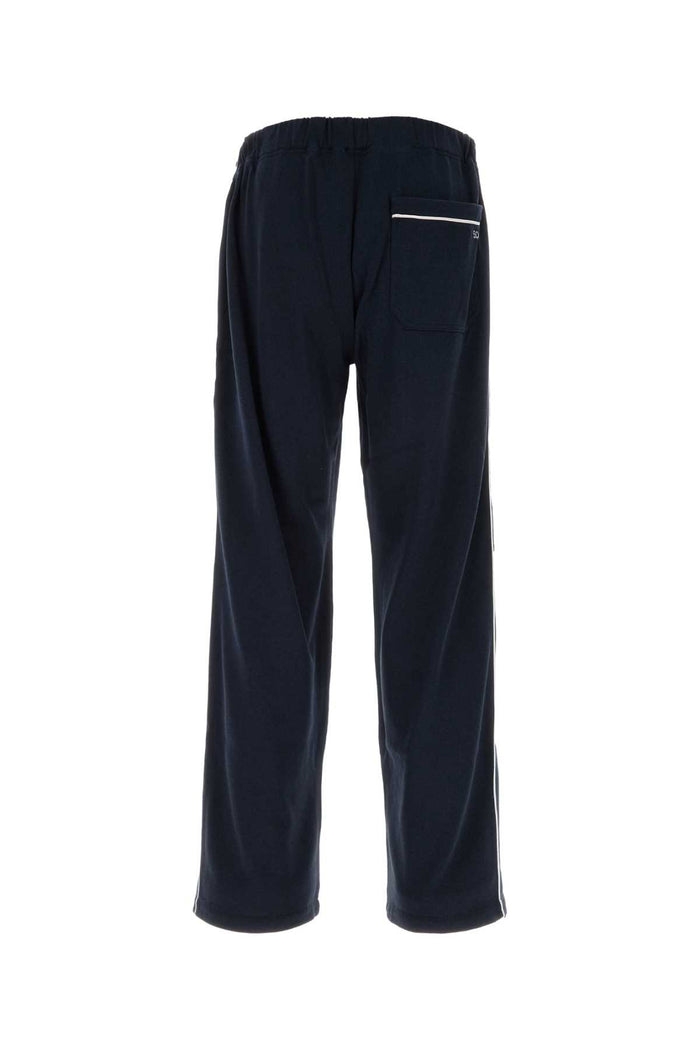 Navy Blue Cotton And Lyocell Joggers Exterior: Pantaloni