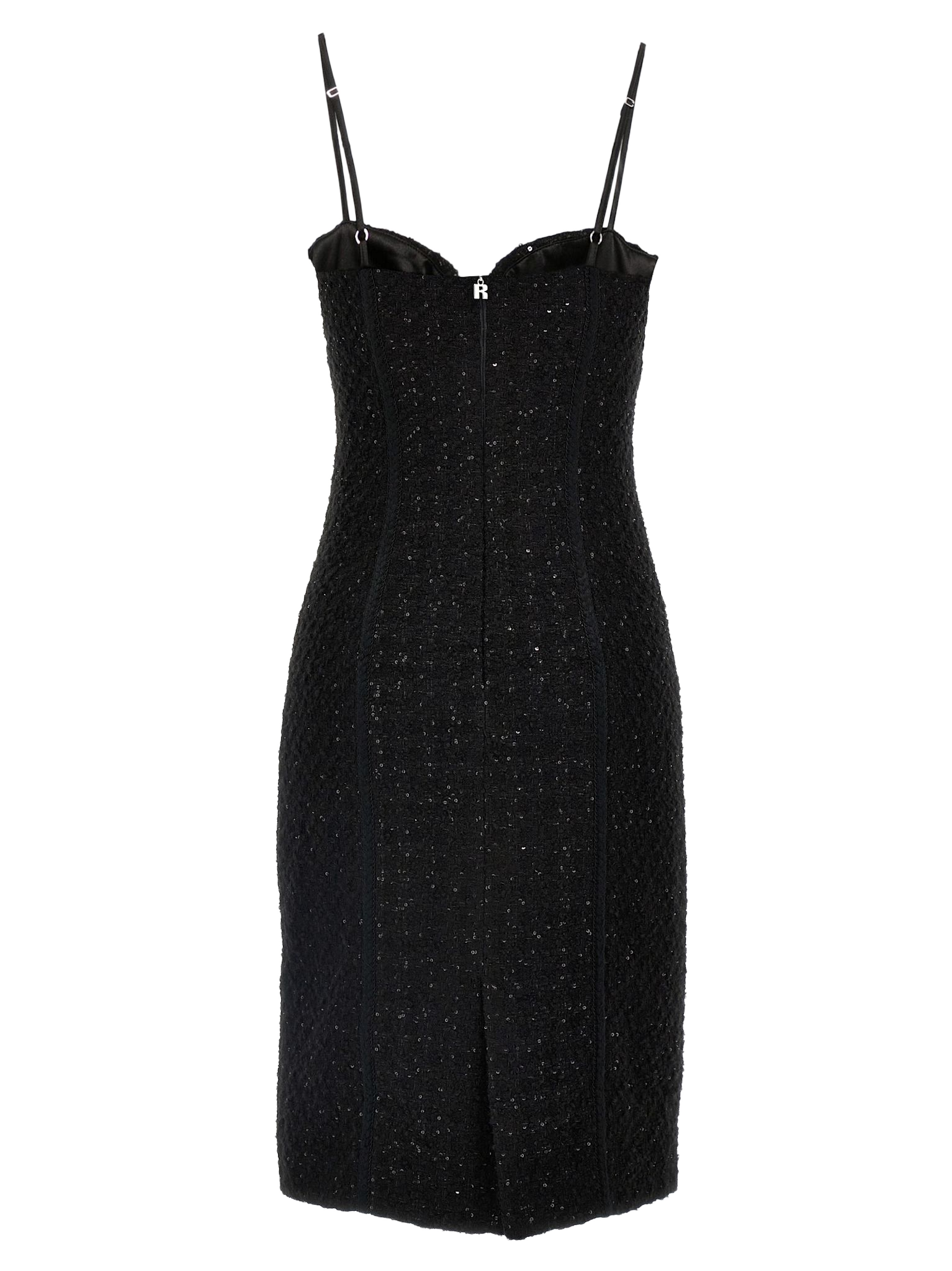 Bouclé midi dress Black Polyester