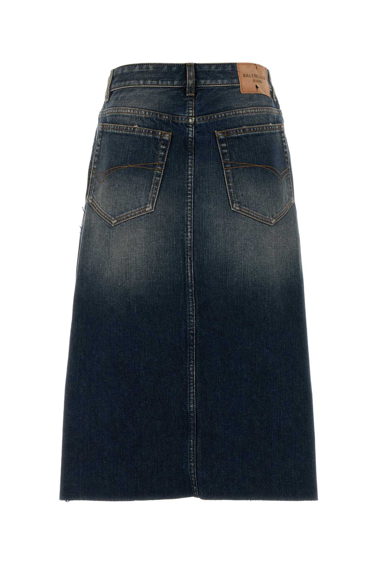 Two-Tone Twill And Denim Skirt Black Gonne