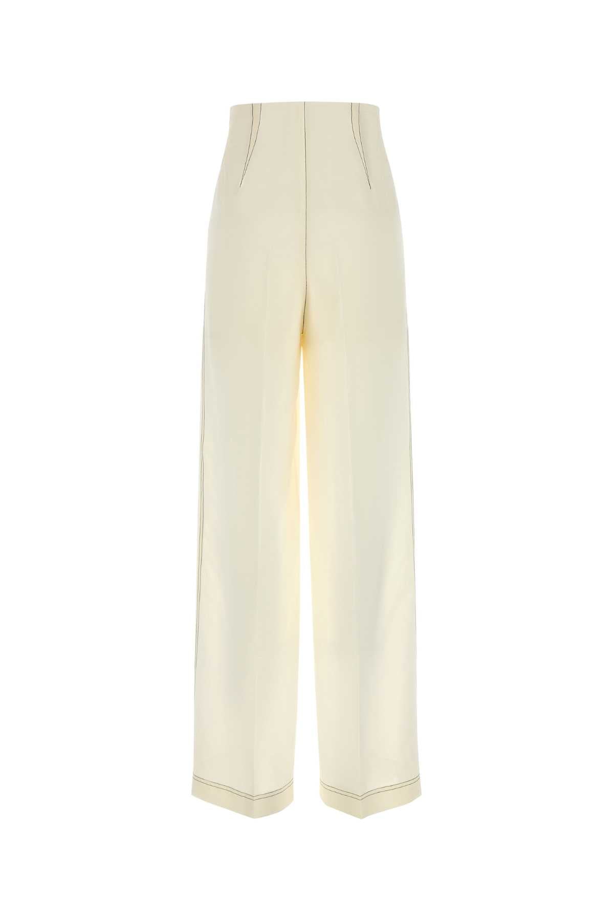 Ivory Polyester Blend Pant Fantasiabianco Exterior: Cotton Pantaloni