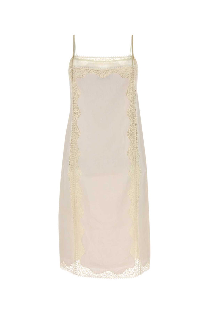 Ivory Linen Dress Sabbia Li-co-trochusniloticus Abiti