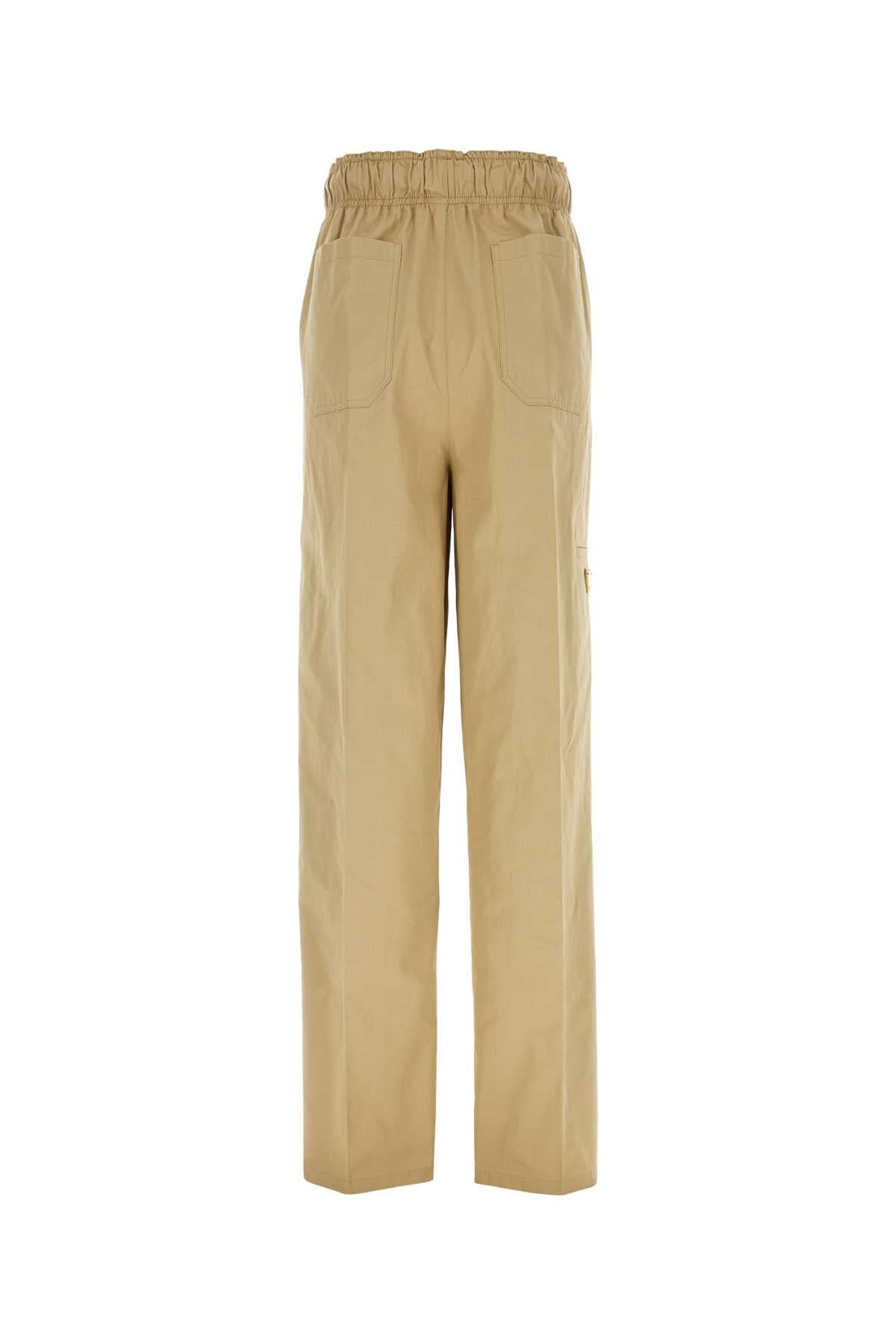 Beige Cotton Wide-Leg Pant Corda Exterior: Pantaloni