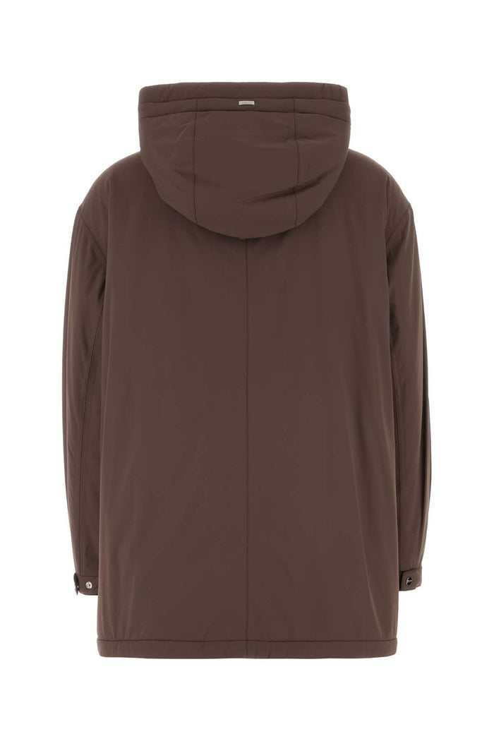 Brown Stretch Nylon Jacket Fondente Giubbini