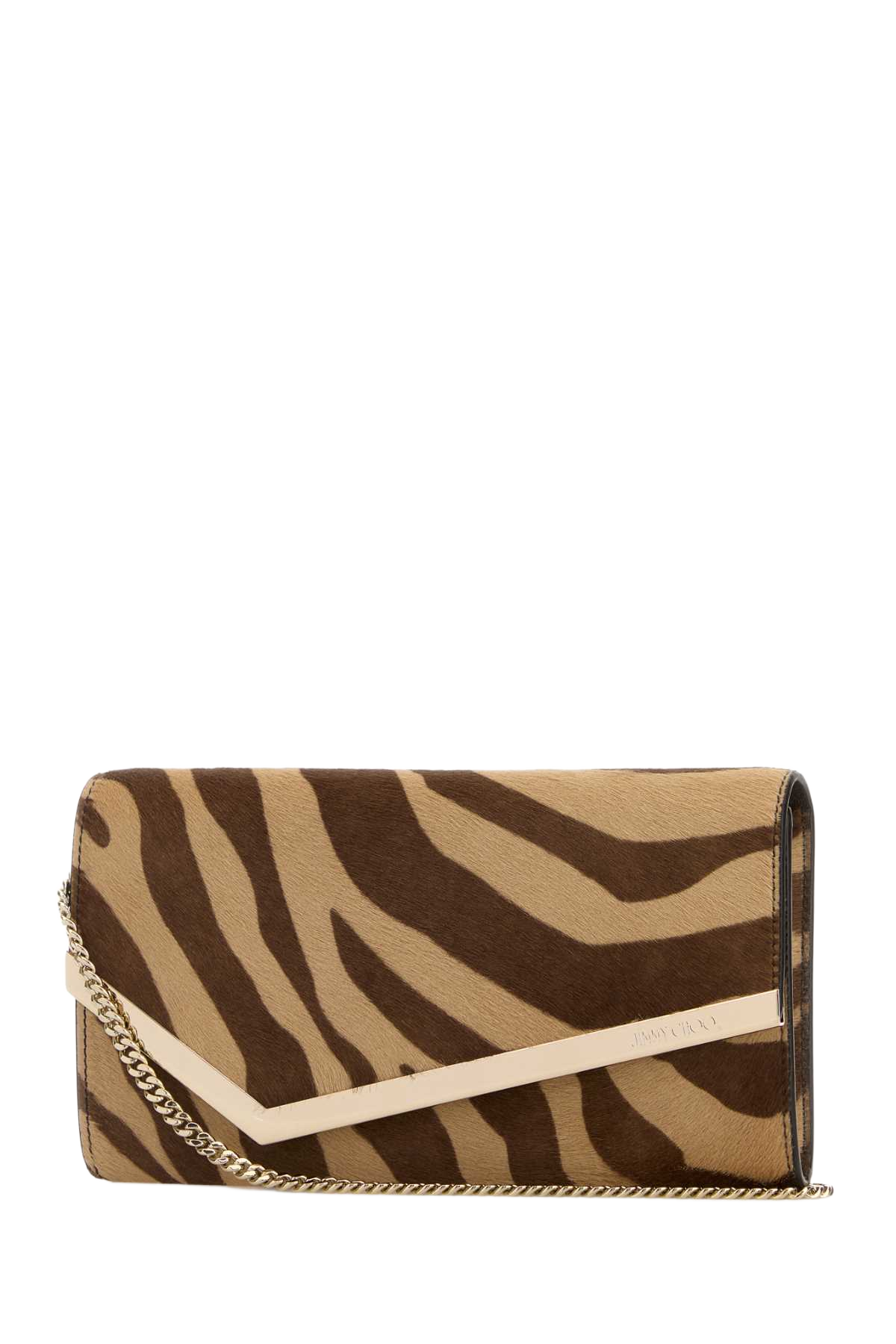 Printed Calf Hair Emmie Clutch Naturallightgold