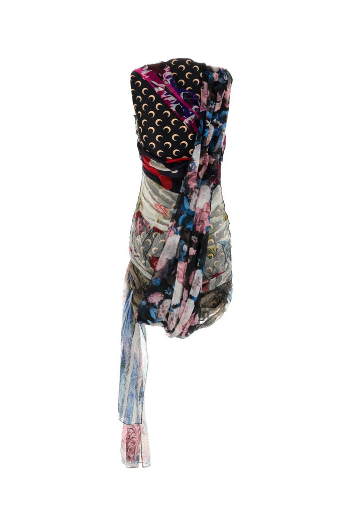 Printed Stretch Nylon Mini Dress Multicolor Exterior: Elastane Silk Abiti