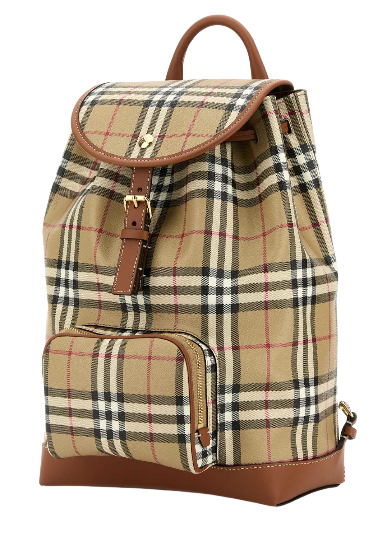 Printed Canvas Backpack Vntgchkbriarbrown Polyurethane Polyester Cotton Zaini