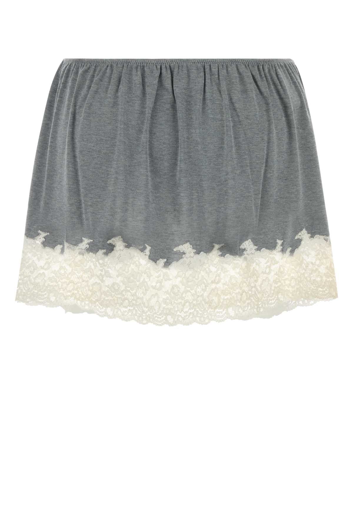 Grey Silk Mini Skirt Grigio Exterior: Recycled Gonne