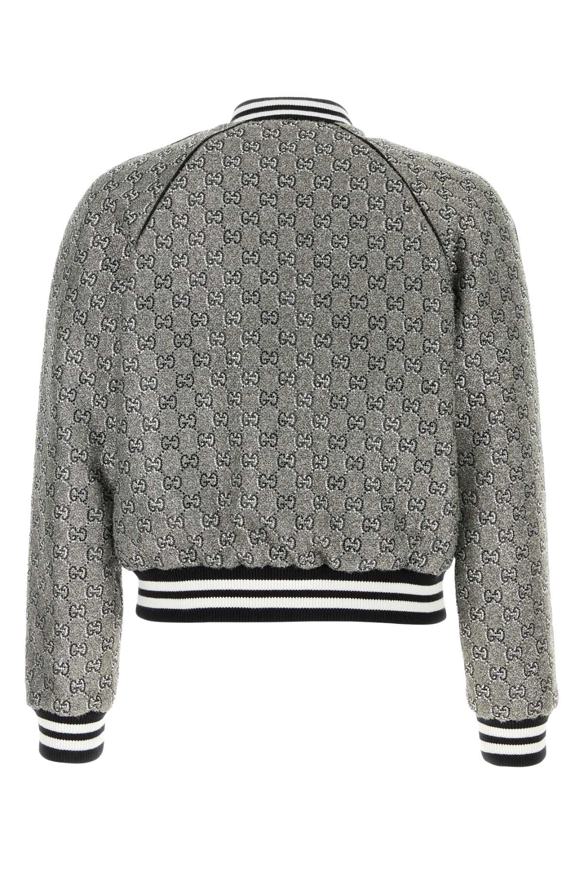 Embellished Tweed Bomber Jacket Grey Giubbini