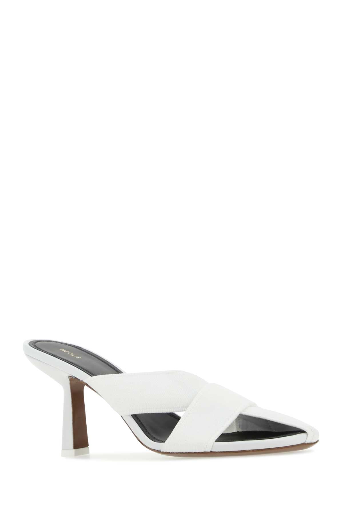 White Fabric Mules Sandali